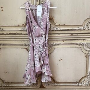 Dress Forum Dusty Rose Floral Wrap Mini Dress